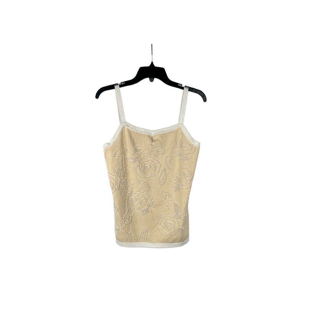 Insight Floral Cream Beaded Tank Top Medium